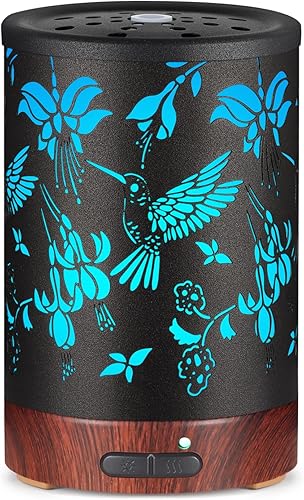 Difusor de aceites esenciales de metal, 5.1 fl oz, difusor de aromaterapia de Navidad, humidificador de niebla fría con luces de 7 colores, sin