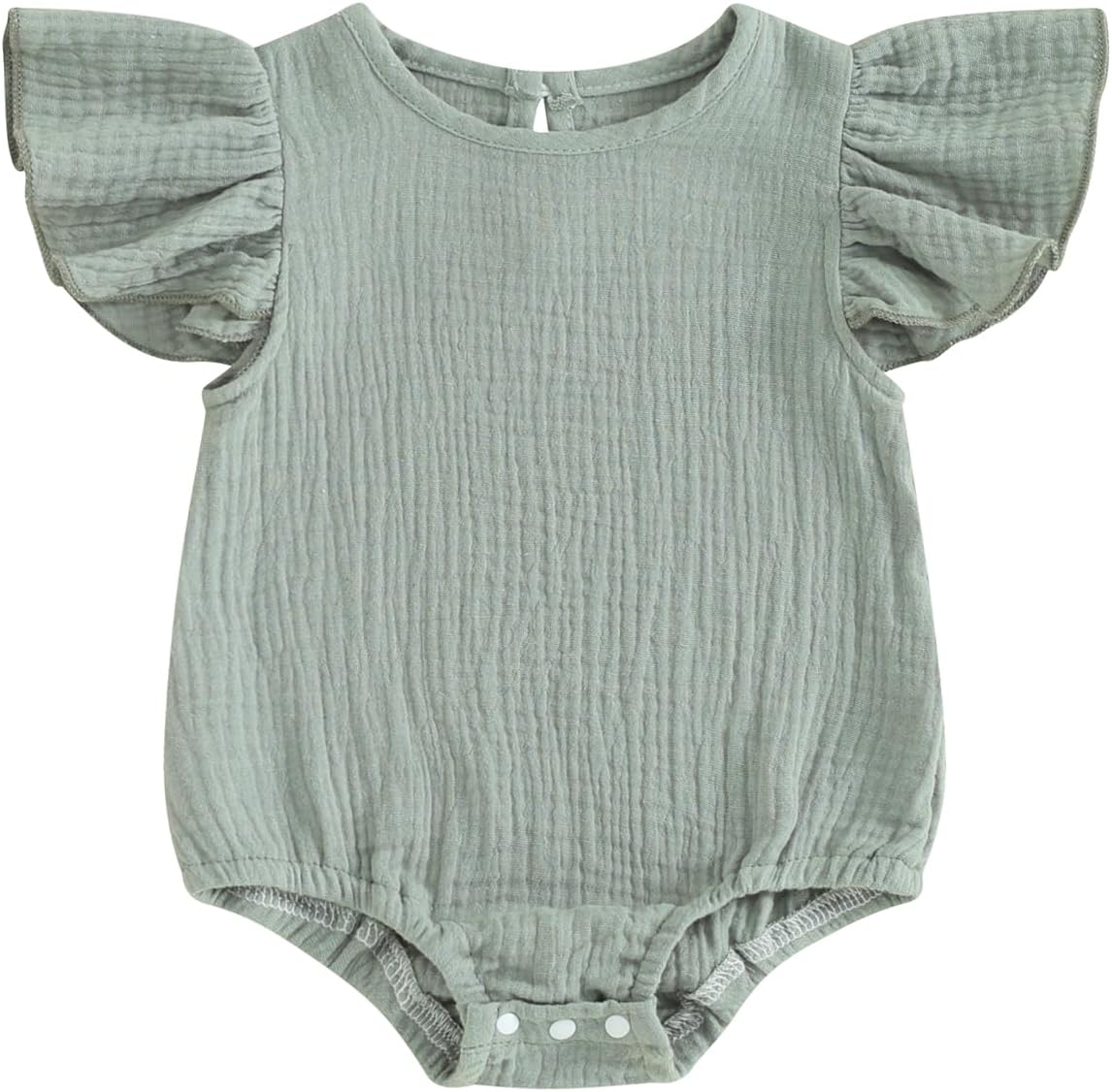 Newborn Infant Baby Girl Fly Sleeve Solid Ruffle Romper Bubble Bodysuit Jumpsuit Casual Clothes One Piece Outfit