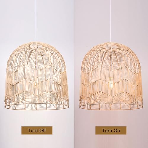 Miniatura 5 de Arturesthome Lámpara colgante de techo para cocina, hecha a mano de ratán colgante cesta de iluminación pantallas de lámpara decoración para sala de