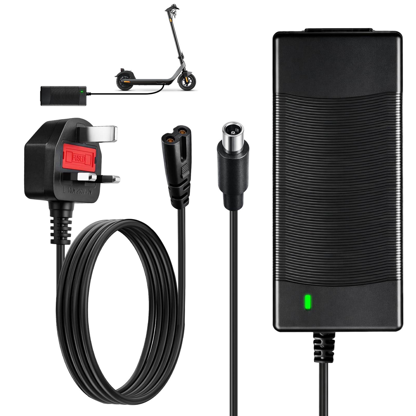 42V 2A Electric Scooter Charger for Xiaomi M365 Pro 2 Mi 3 1S & Segway Ninebot ES1 ES2 ES4 G30, Universal Hoverboard Charger with 8mm DC Connector Fast Charging Power Adapter for 36V Lithium Battery