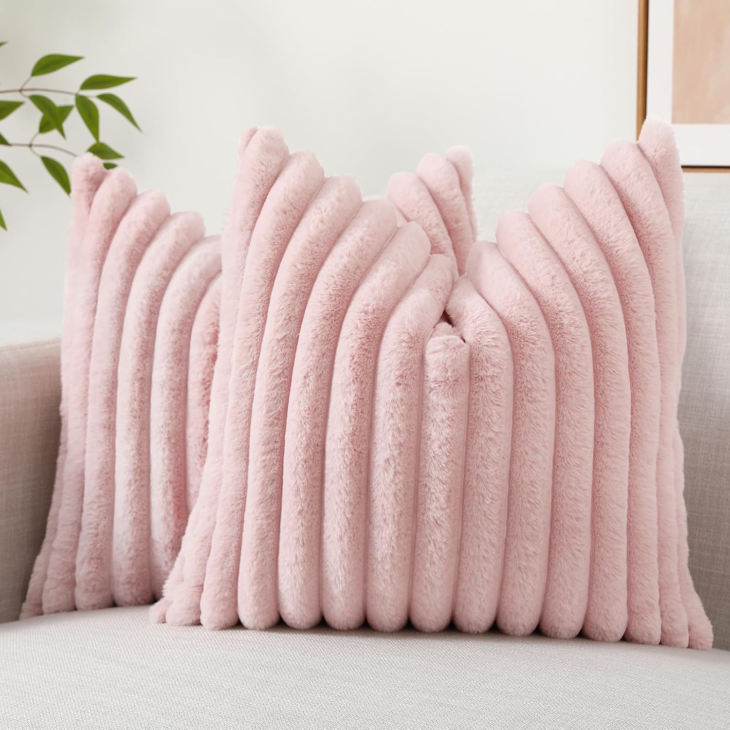 decorUhome Faux Fur Cushion Covers 60x60 cm Set of 2