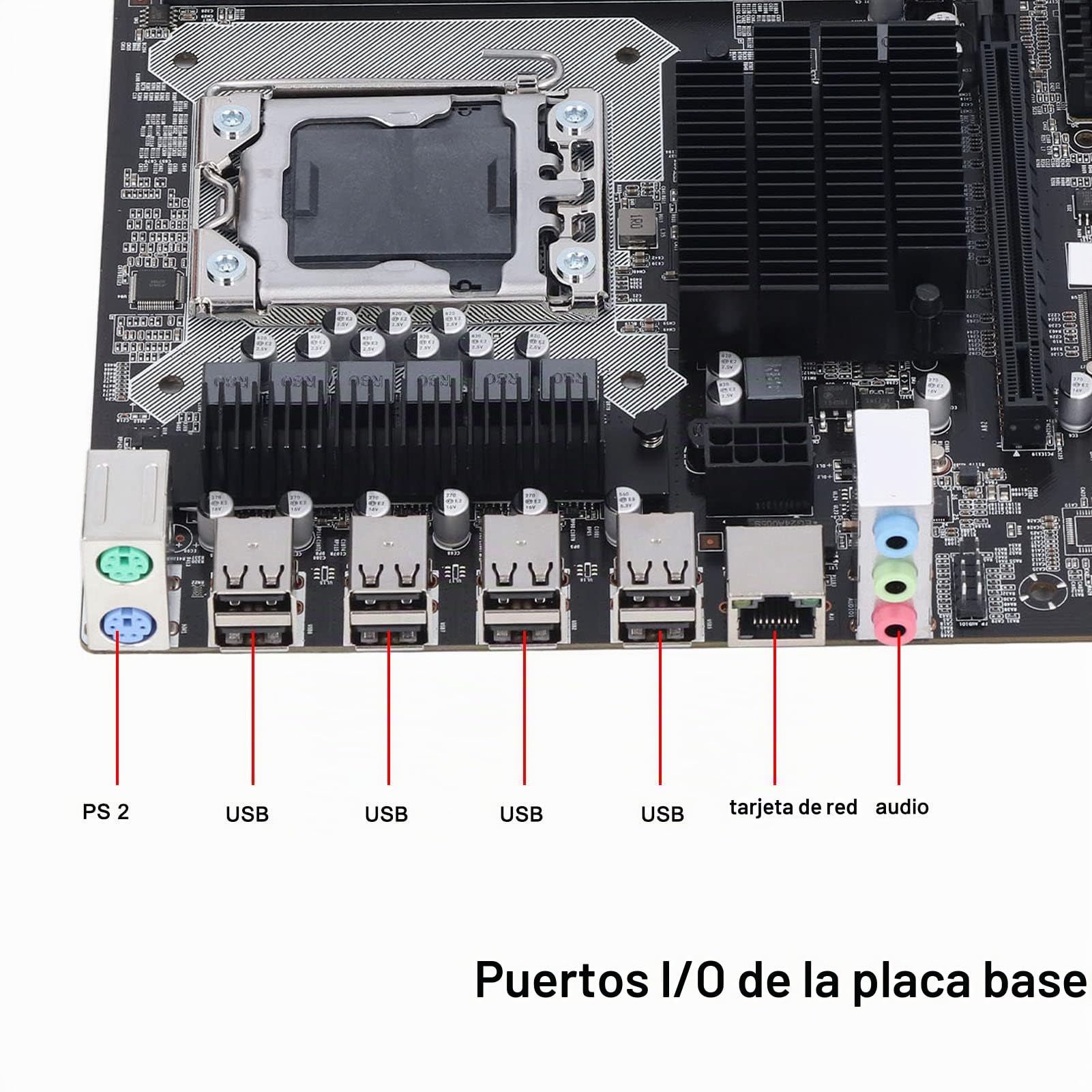 Placa Base X58, 2 Ranuras para CPU DDR3 DIMM LGa 1366 Placa Base para Juegos, Puerto USB 2.0 SATa Placa Base PCB Compatible con Memoria ECC, una Toma de Corriente de 8 Pines, un Conector de Alimentaci