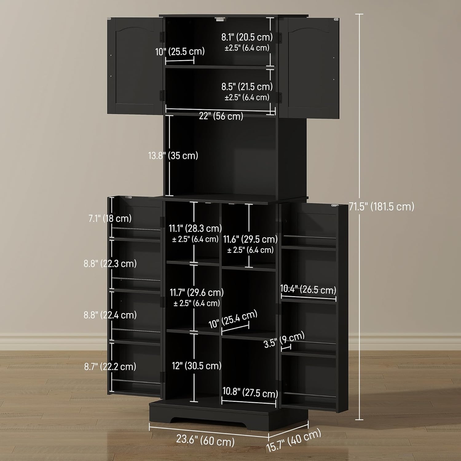 Close-up image showing the anti-tipping hardware installation process, with a bracket attached to the cabinet and a screw into the wall.