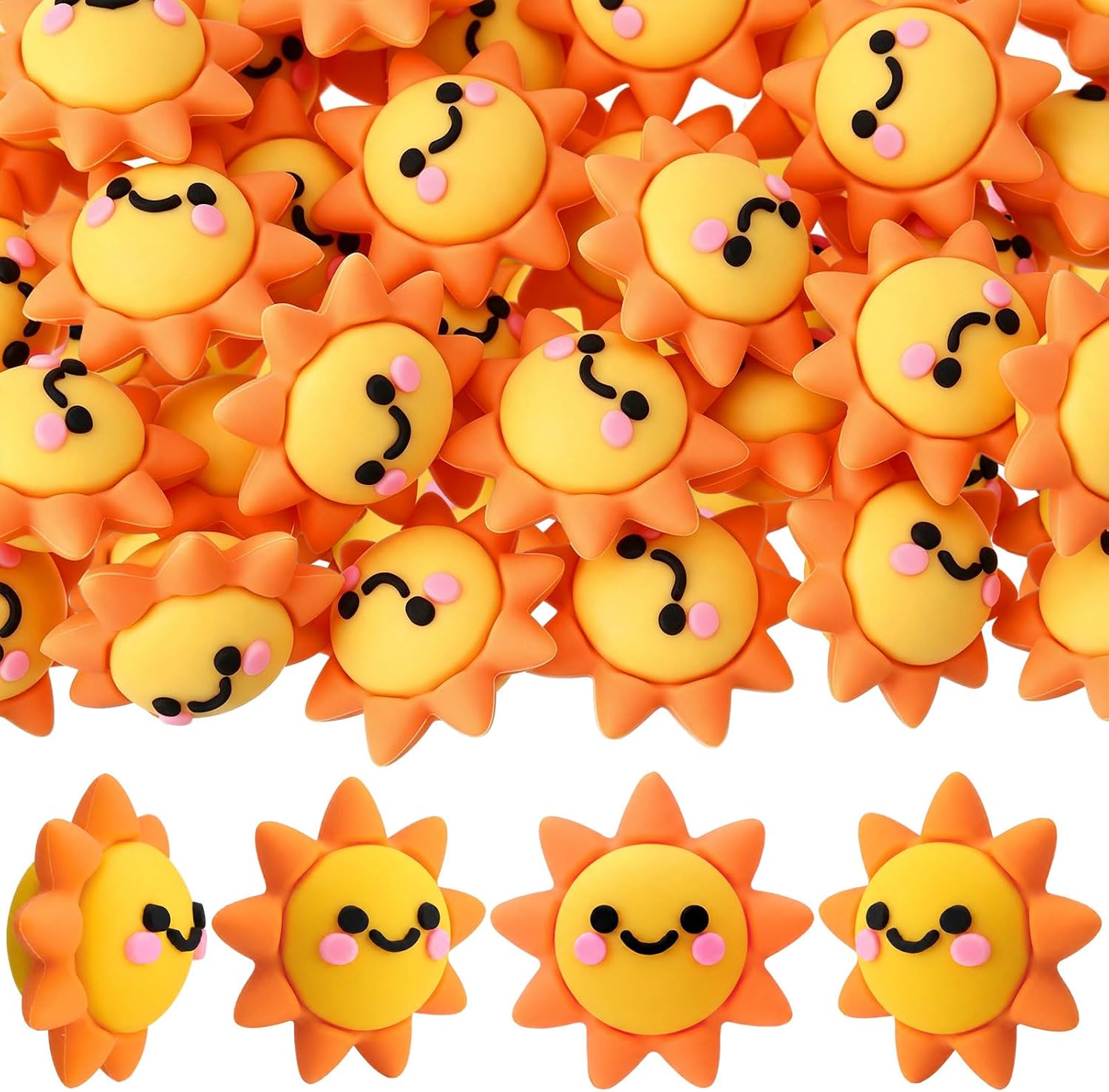 Blueweenly 50 Pcs Mini Rubber Sun Figurines Bulk Tiny Sunshine Figures