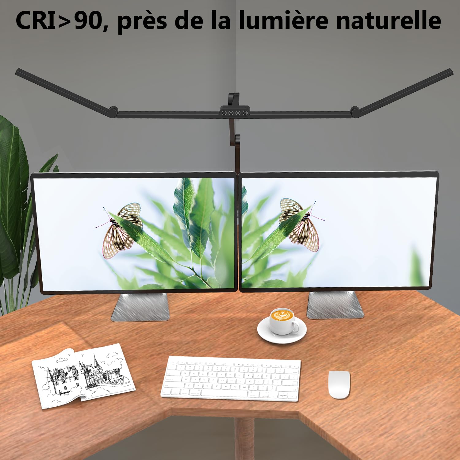 EPABINA Die 3000 Lumen Schreibtischlampe Klemmbar, 36W LED Dimmbar Tageslichtlampe, Drehbare Tischlampe, 120cm Monitor Lampe mit Automatischer Schreibtisch Beleuchtung für Zeichnen