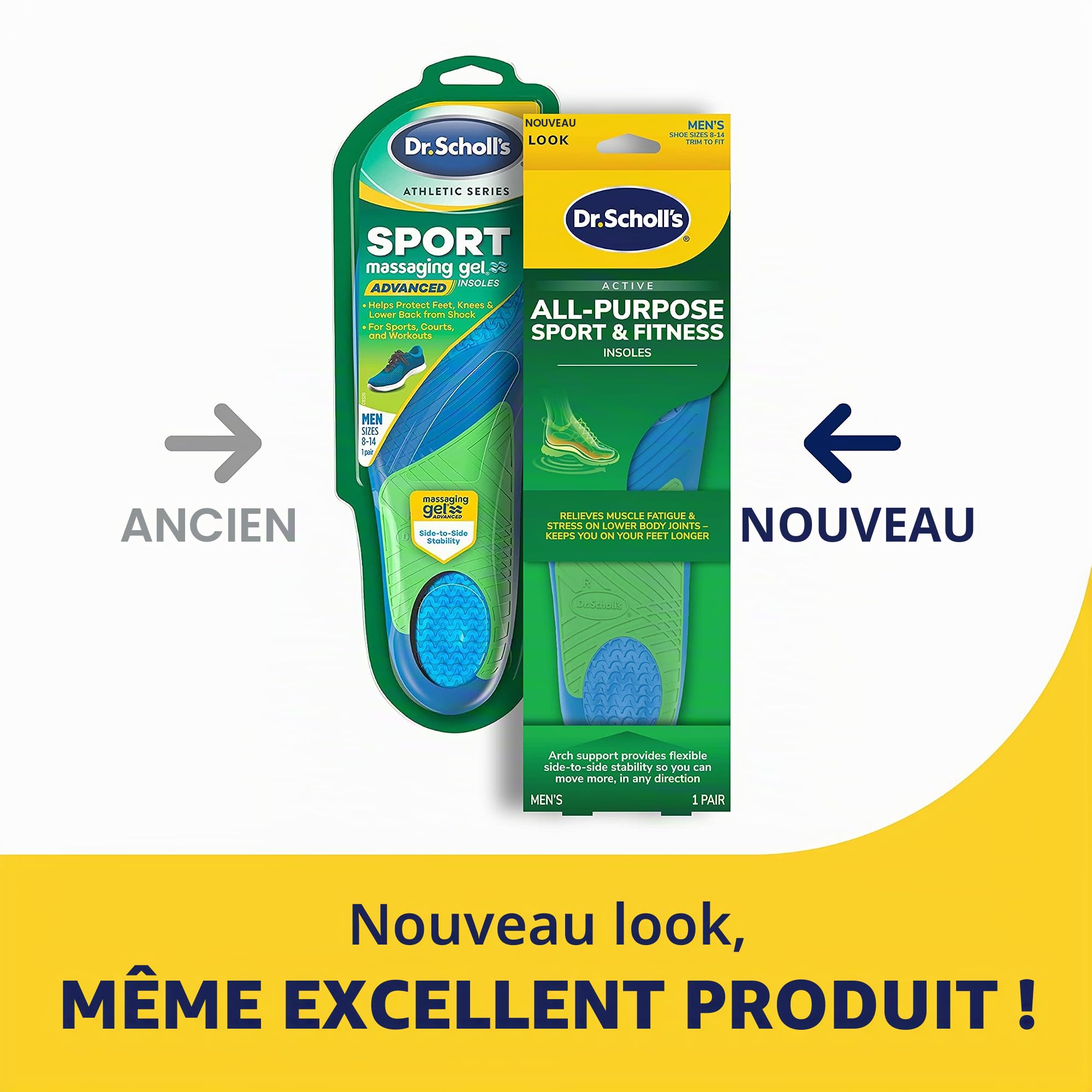 Dr. Scholl's Athletic Series Paire de semelles de sport pour homme Pointure 36-42