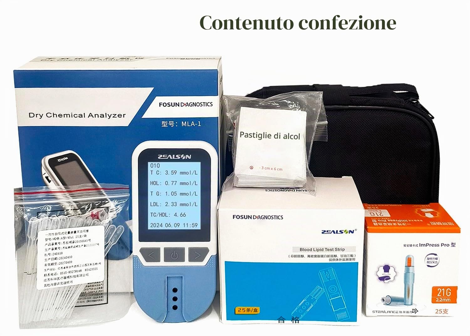 4 In 1 Tester Di Colesterolo Multifunzionale Con 25 Strisce,Misuratore Colesterolo,Misuratore Colesterolo E Trigliceridi Per La Misurazione Del Colesterolo Totale,LDL,HDL Con Borsa Trasporto