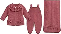 SAÍDA MATERNIDADE 3PÇS EM TRICÔ LUXO COR ROSE PARA MENINA BETANIA
