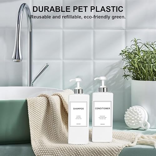 Miniatura 4 de Modern Silver - Dispensador de champú y acondicionador (21 onzas, paquete de 3) botellas de plástico rellenables para ducha vacías con bomba para
