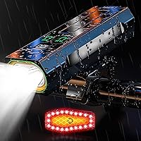 Vista 1 de Luces de bicicleta brillantes 2025 para conducción nocturna, 9500 lúmenes, faros delanteros de bicicleta, recargable por USB, 3 luces LED, 17 modos