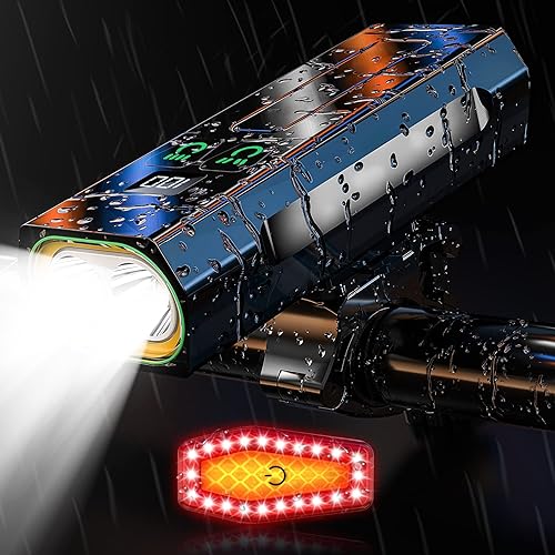 Luces de bicicleta brillantes 2025 para conducción nocturna, 9500 lúmenes, faros delanteros de bicicleta, recargable por USB, 3 luces LED, 17 modos