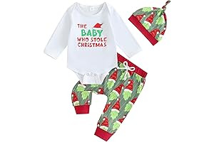 Lamuusaa Holiday Onesies Baby Boy, Christmas Unisex 3Pcs Xmas Outfits