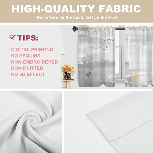 Miniatura 154 de Cenefas de cocina modernas con patrón de cobre marrón dorado para ventanas, cenefas opacas abstractas de marcas de arañazos y cortinas opacas