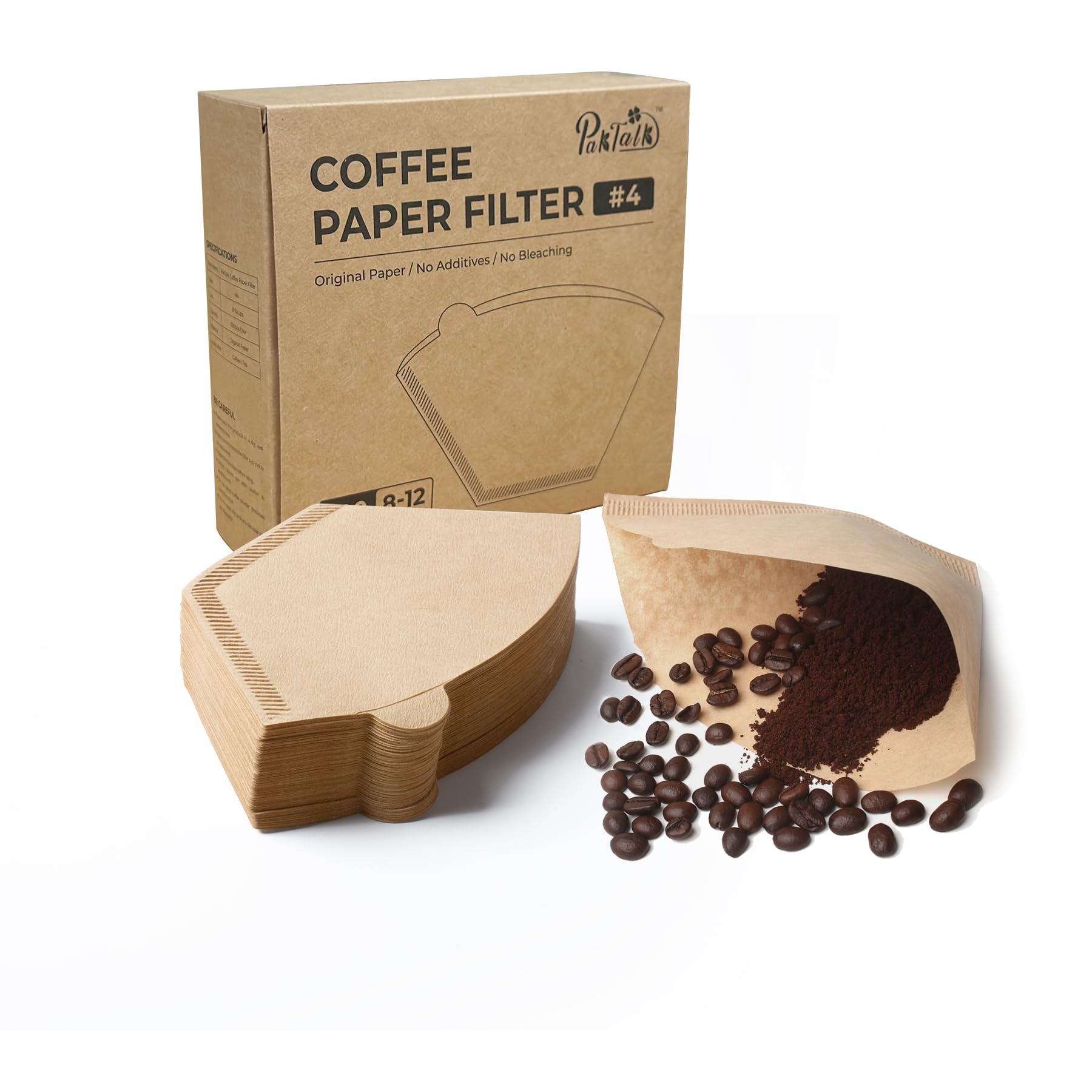 100 Count Cone Coffee Filters #4, Natural Brown Paper Cone Shaped Coffee Filters for Pour Over and Drip Coffee Maker(100 Count)