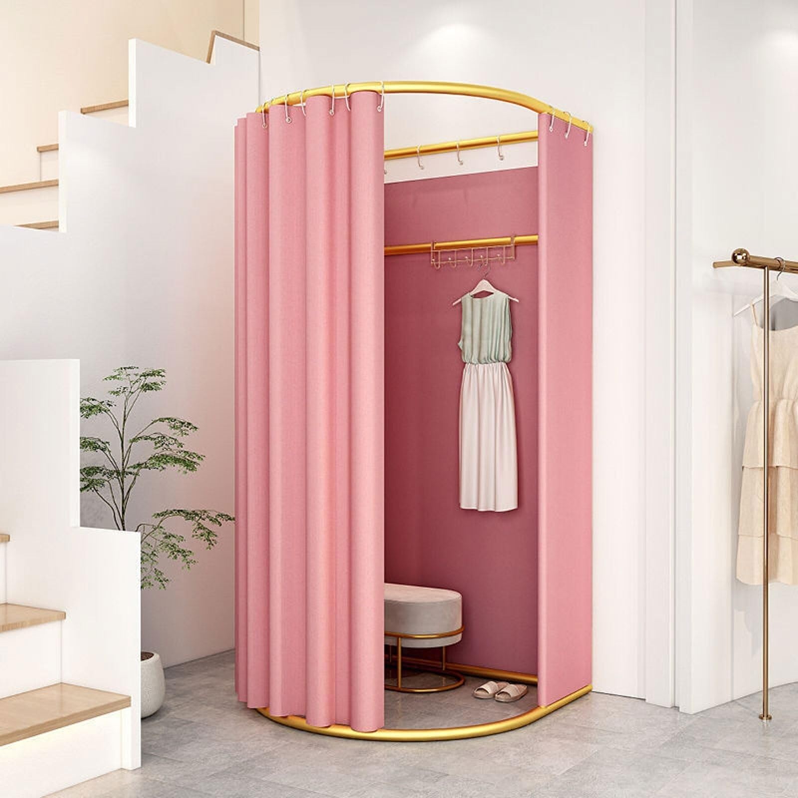 Cabine d'essayage Mobile et temporaire, Pliable et Simple, for centres commerciaux, Bureaux, magasins et centres commerciaux.(Rose,85x80cm)