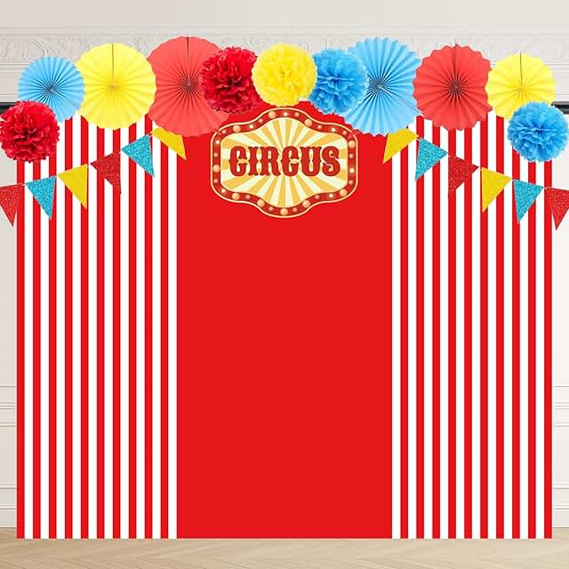 19 Pcs Carnival Circus Party Decorations Backdrops Polyester Backdrop Cu...
