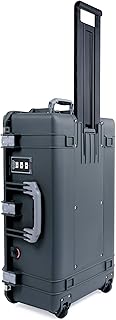 Pelican 1595 Case by ColorCase - Charcoal - Large Sized Waterproof Case with Pick & Pluck Foam & Convoluted Lid Foam - Silver Handles & Latches