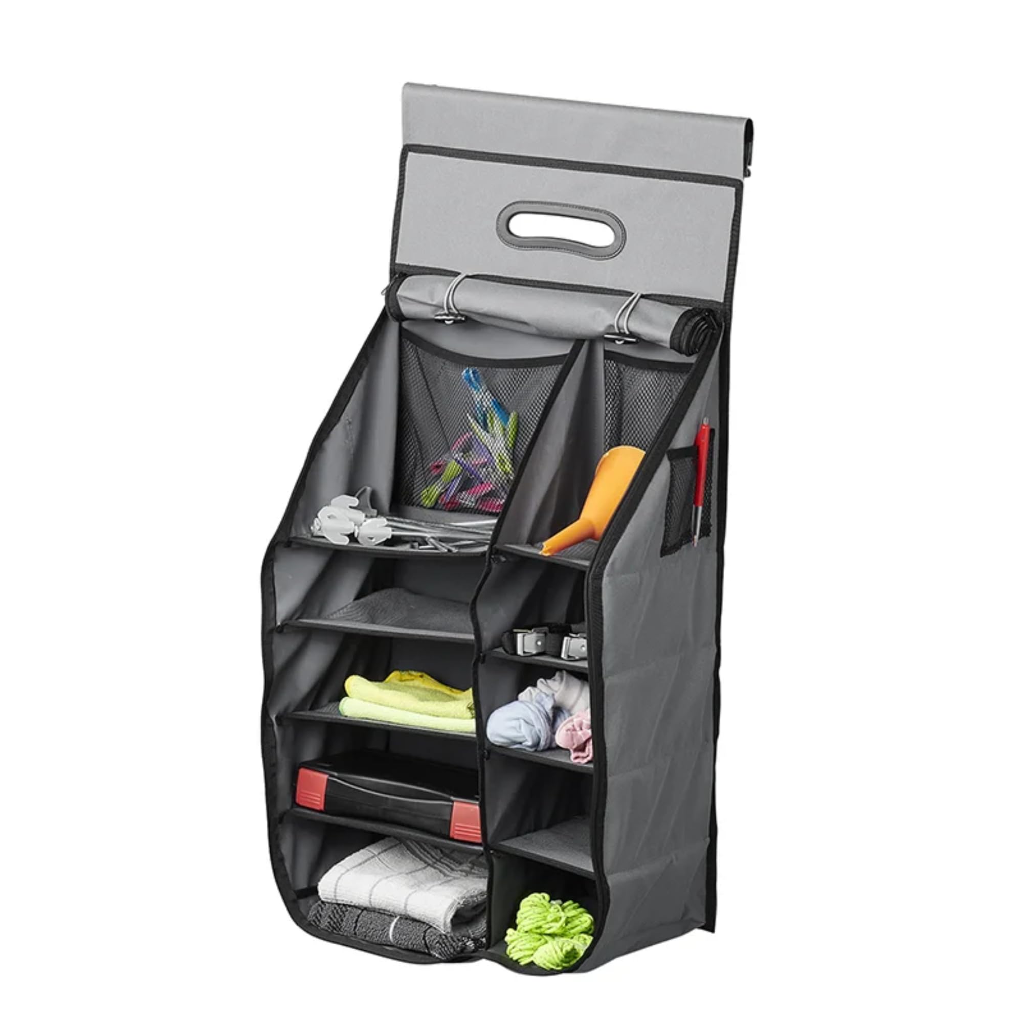 ProPlus 362068 Hängeaufbewahrung 14 Fächer 40 x 78 x 26 cm mit Reißverschlussfach & 7 mm Keder