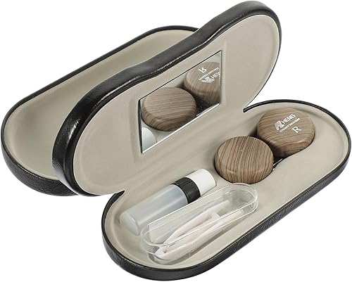 Miniatura 8 de Healifty Estuche para lentes de contacto y estuche para gafas, funda doble 2 en 1, con removedor de pinzas de espejo, caja de almacenamiento de