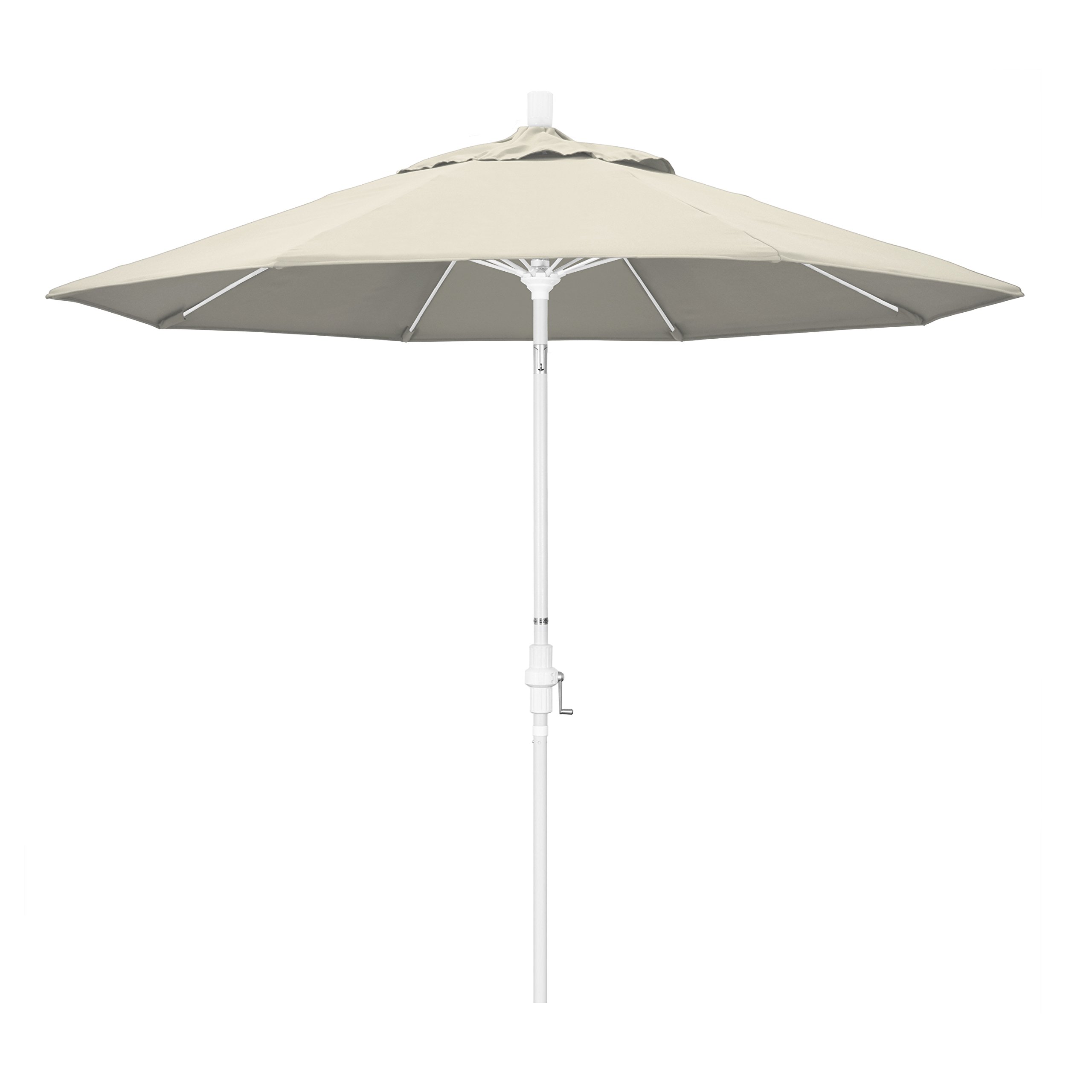 California UmbrellaGSCUF908170-F22 9' Round Aluminum Pole Fiberglass Rib Market Patio Umbrella, White, Antique Beige
