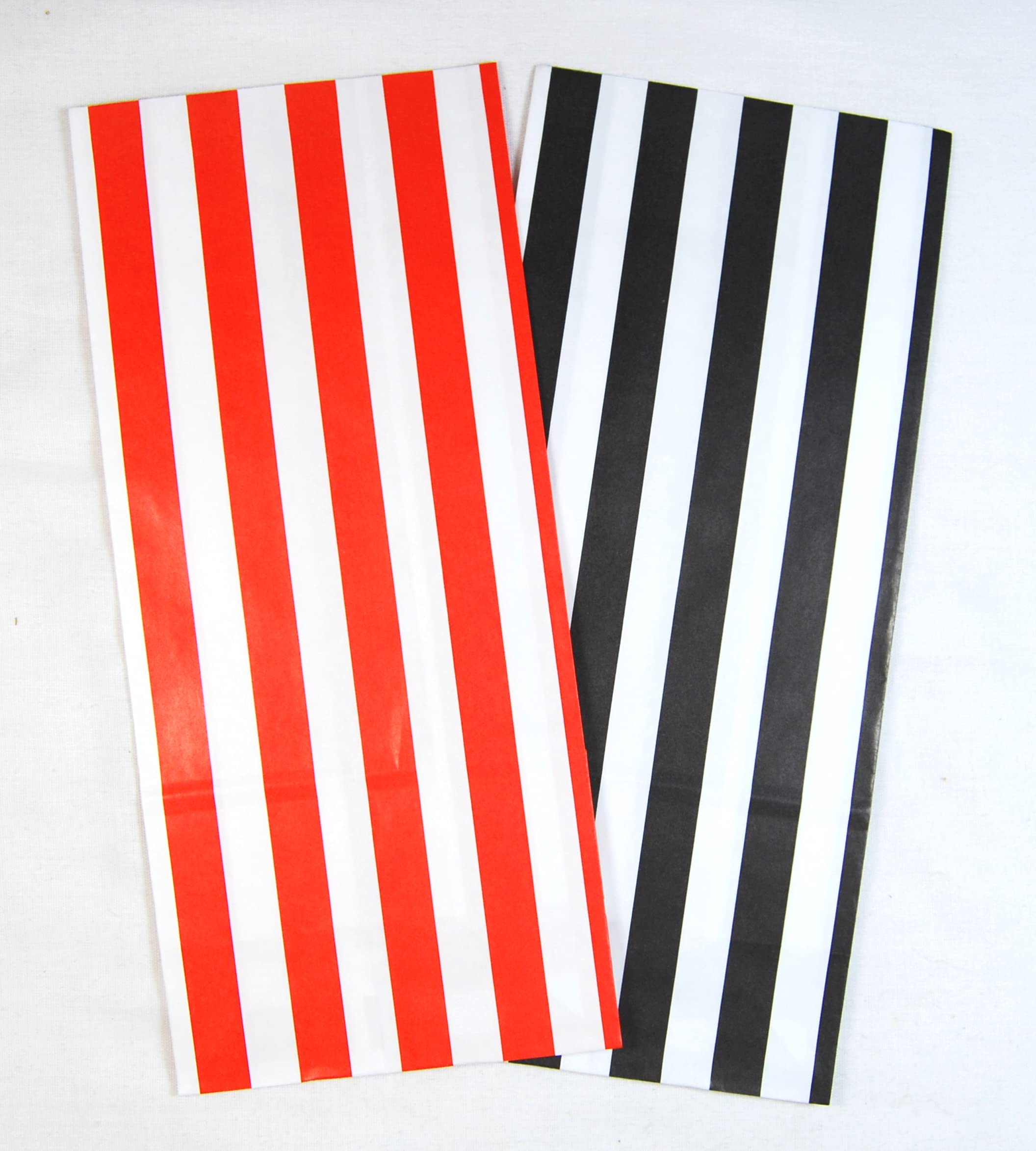 celloexpress 11cm x 24cm Paper Stripe Design Pick N Mix Candy Sweet Bags - Wedding Favour Cake Party Bags (Black & Red Stripes, Pack of 500)
