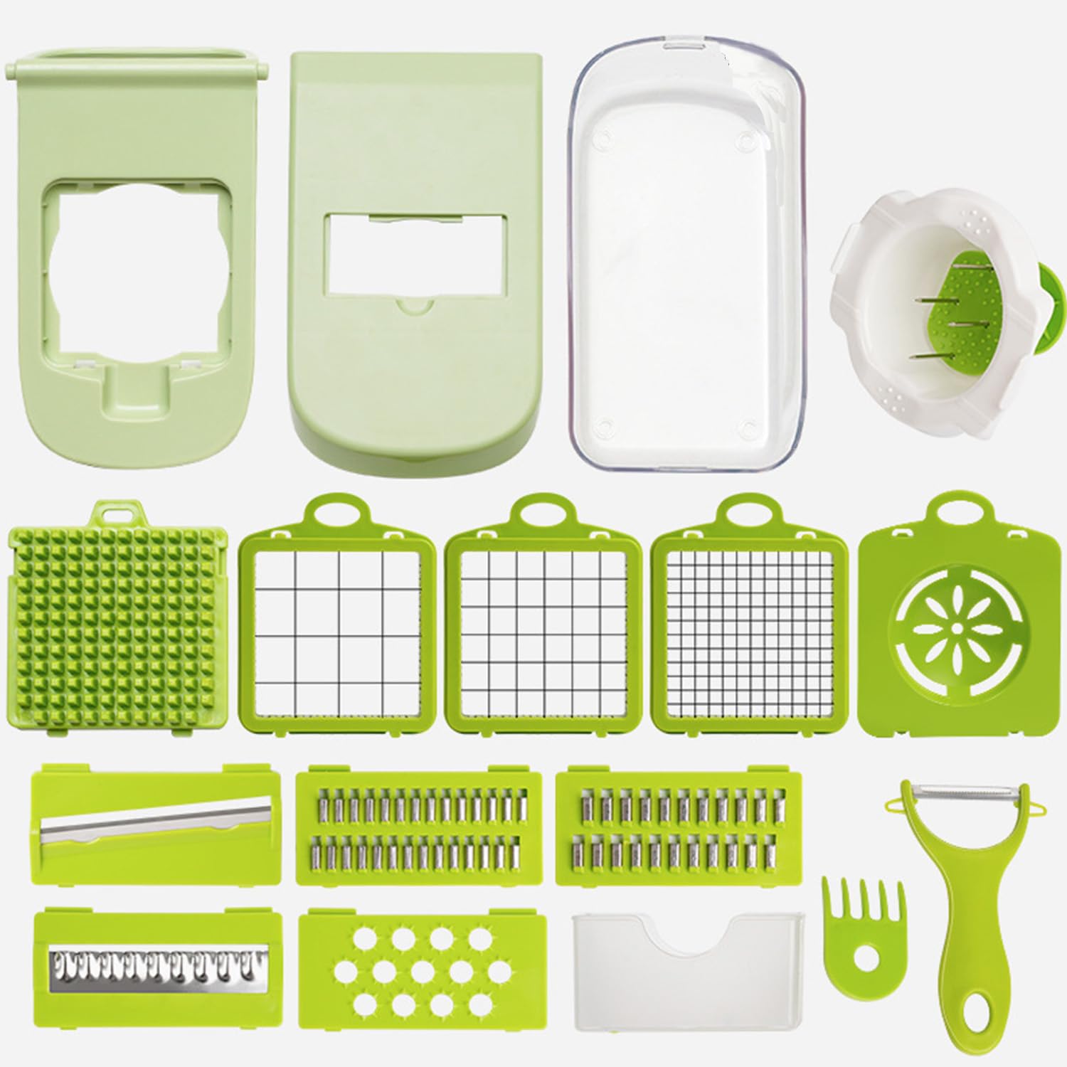 Cortador de verduras, mandolina – 16 en 1 multifuncional utensilio de cocina para cortar, rebanar, picar y rallar