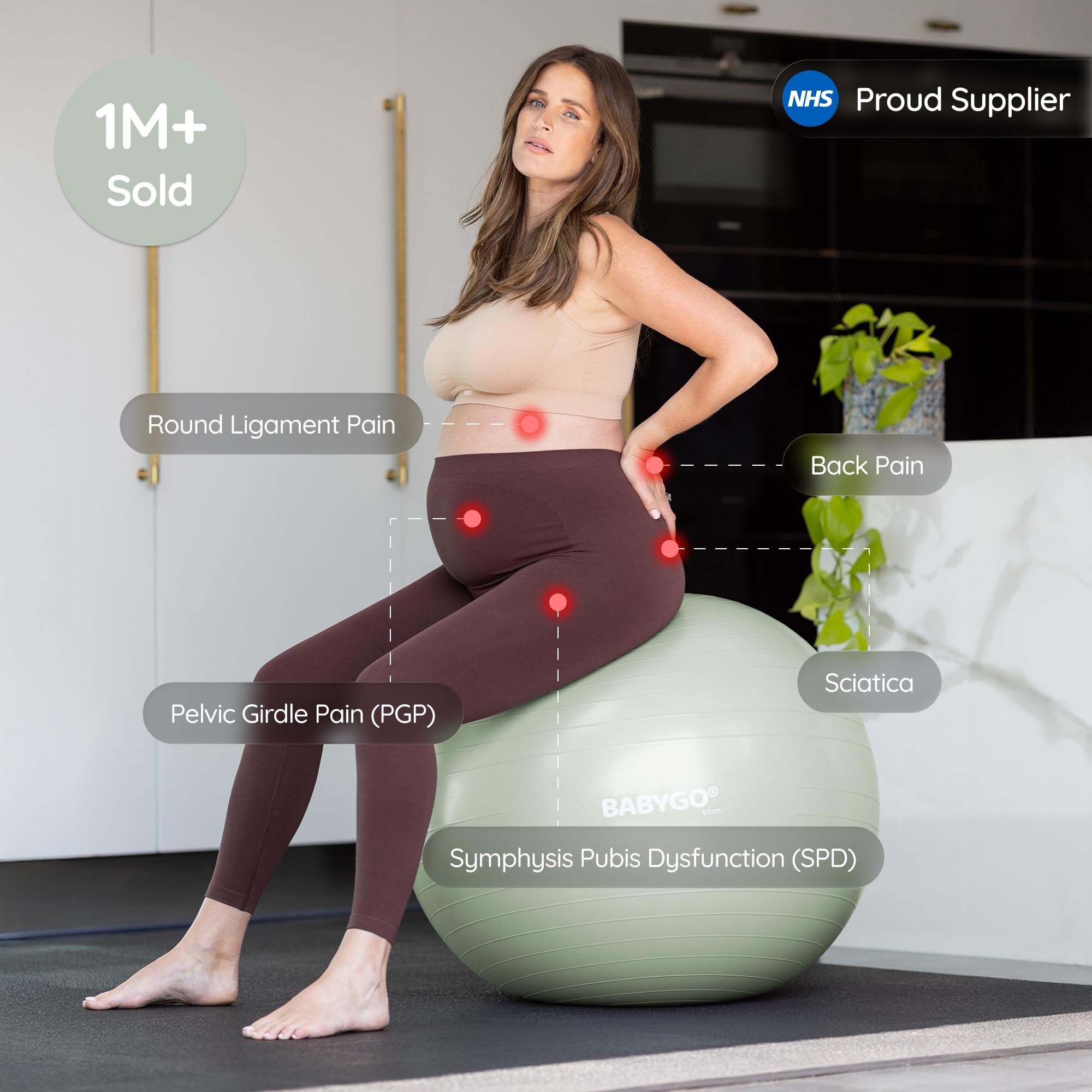 BABYGO® Birthing Ball 75cm Sage, 75cm - Standard - Image 3