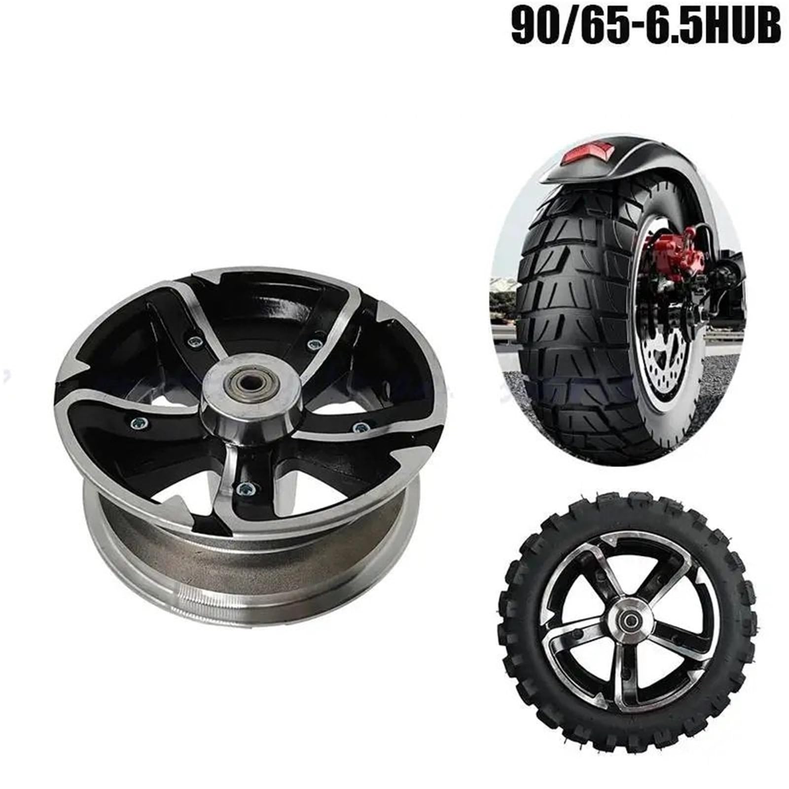 Accessori per scooter in lega anteriore o posteriore da 6,5 ​​pollici per pneumatici interni ed esterni 90/65-6.5 CERCHIO(Front rim)