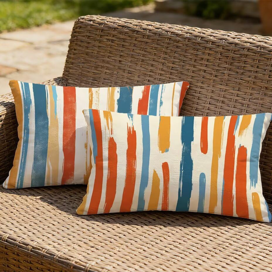 Housses coussin de jardin 40x70 cm texture lin housse coussin extérieur UV