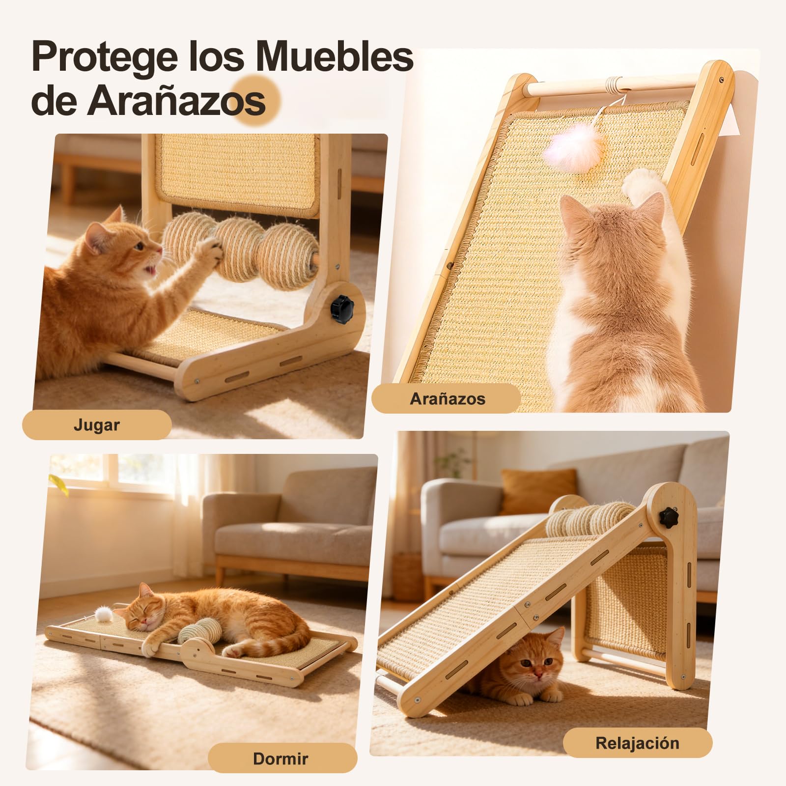 DONWEI Rascador Gatos L Vertical 60CM Sisal Extraíble Protector Muebles | Sisal antiarañazos, estructura L, alfombra extraíble, rasca pared, todos gatos interior