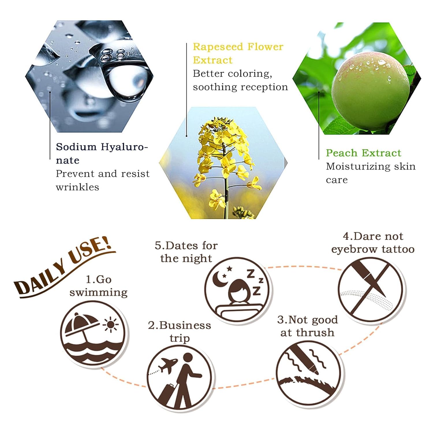 Peel Off Tattoo Eyebrow Gel Set, Natural Color Eye-Brow Gel Long-Lasting Waterproof Eyebrow Tattoo, Easy Peel Off Eyebrow Brow Tattoo Makeup -Up To 3 Days (Light Brown)