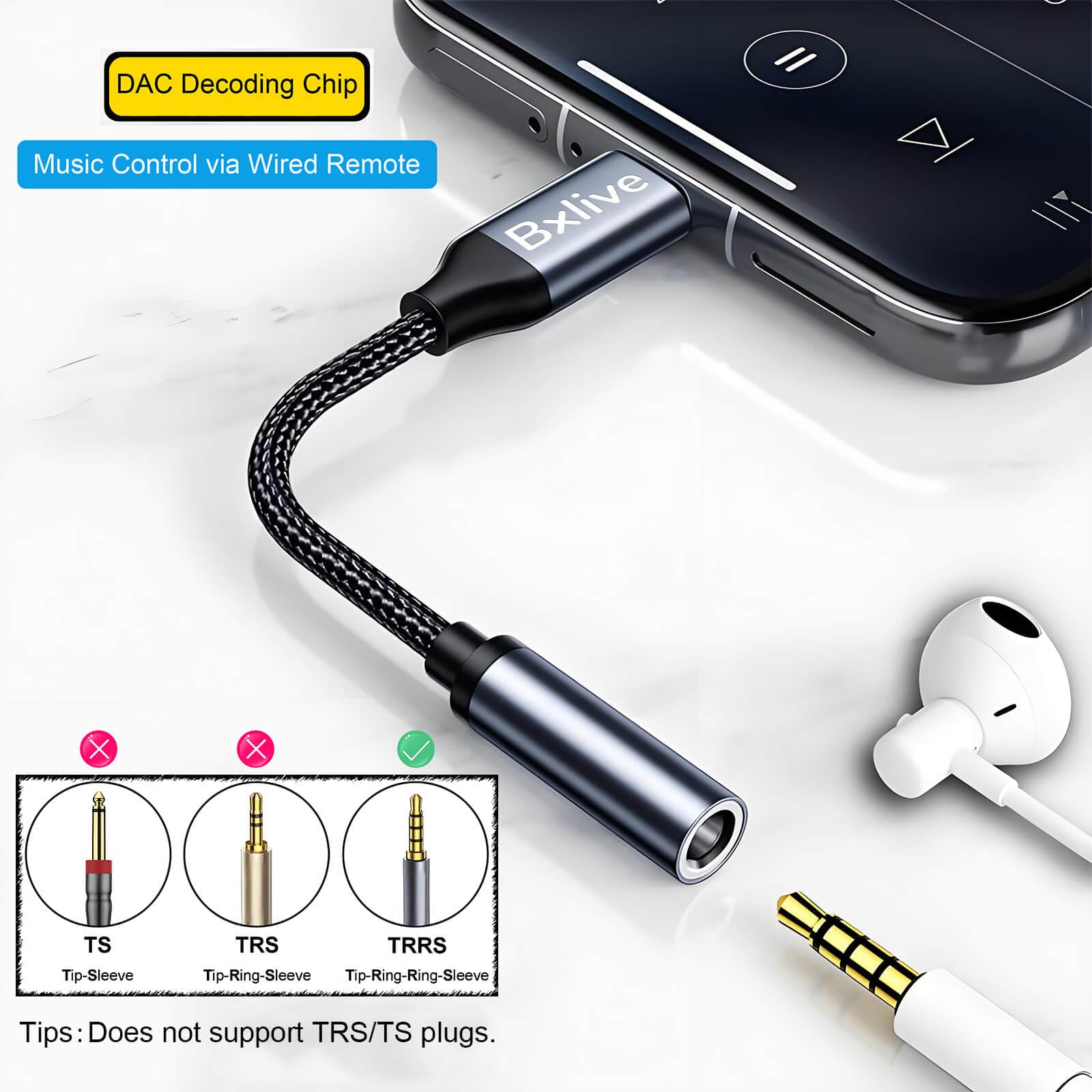 Bxlive USB C to 3.5mm Jack, 2 Packs Type C to 3.5mm Headphone Aux Digital Audio Earphone Adaptor, Aux to USB C Earphone Adapter for Samsung Galaxy, iPad Pro, HUAWEI, Xiaom, and More Type C — view 2