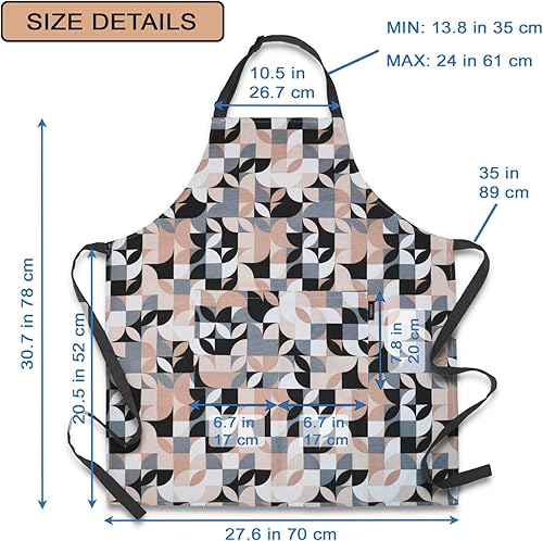 Miniatura 7 de Delantal de cocina impermeable prémium para mujer con dos bolsillos, bonito delantal para lavavajillas, cocina, arte, cerámica