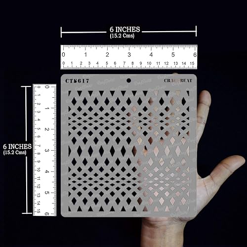 Miniatura 3 de CrafTreat Plantillas de fondo con patrón de diamante para pintar en madera, muebles, paredes y azulejos, plantilla con forma de diamantes ondulados,