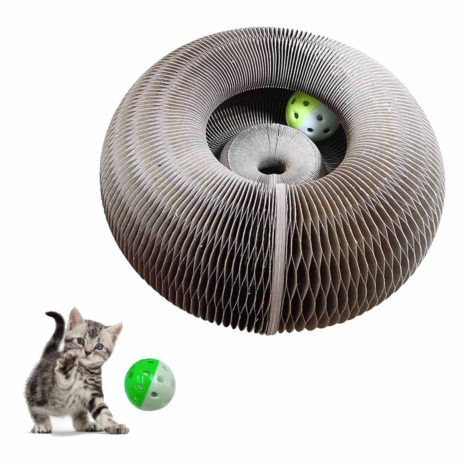 YingGouing Magic Organ Cat Scratching Board - Comes With A Toy Bell Ball, Interactive Scratcher Cat Toy, Foldable Convenient Cat Scratcher Durable Recyclable
