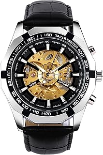 Herrenuhren Automatische Mechanische Armbanduhr Leuchtende Uhr mit Edelstahlband Skelett Militär Uhr