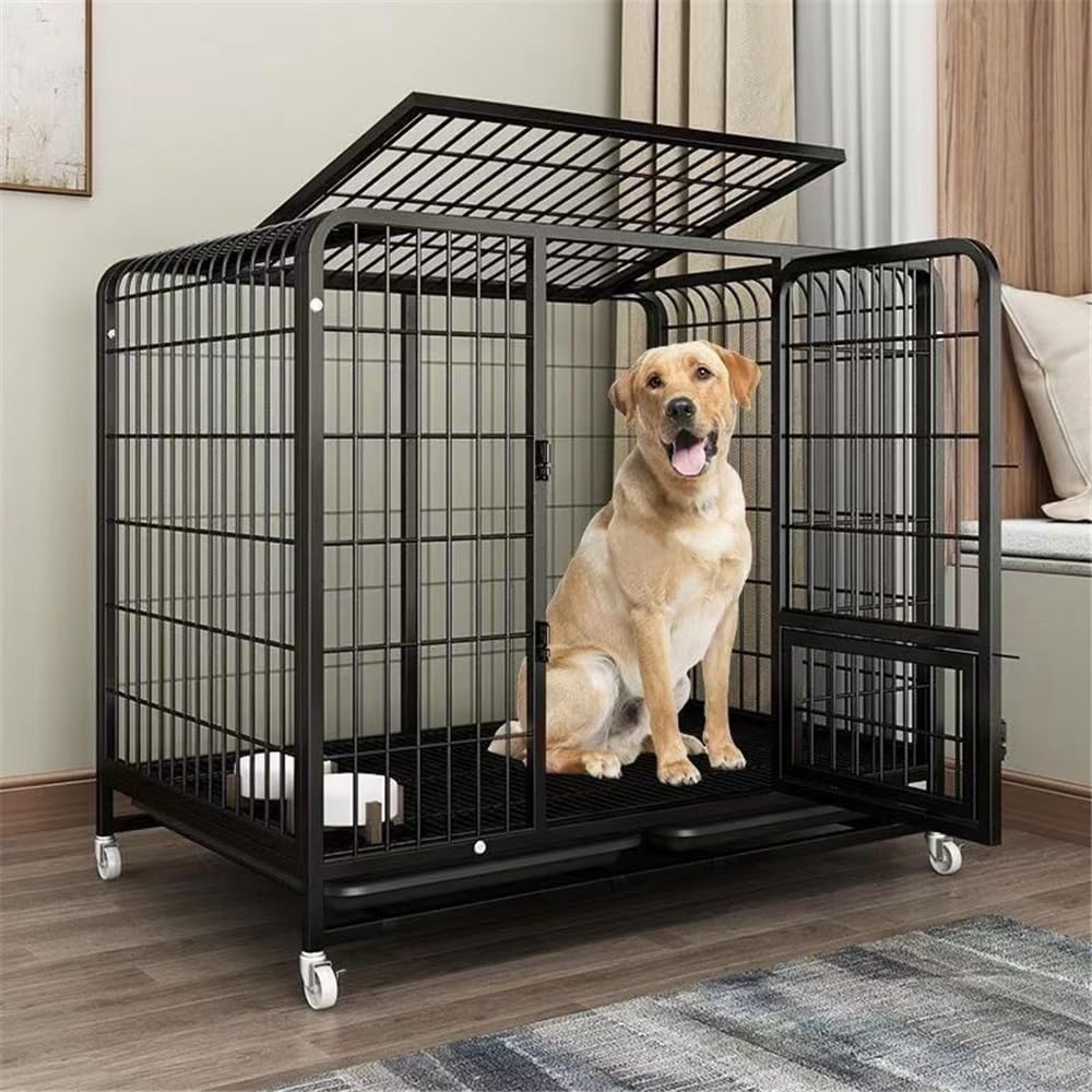 buda dla psów Czarno-biała klatka dla małego psa z zamkiem Coarse Comfort Dog Kennel Do użytku domowego(Biały)