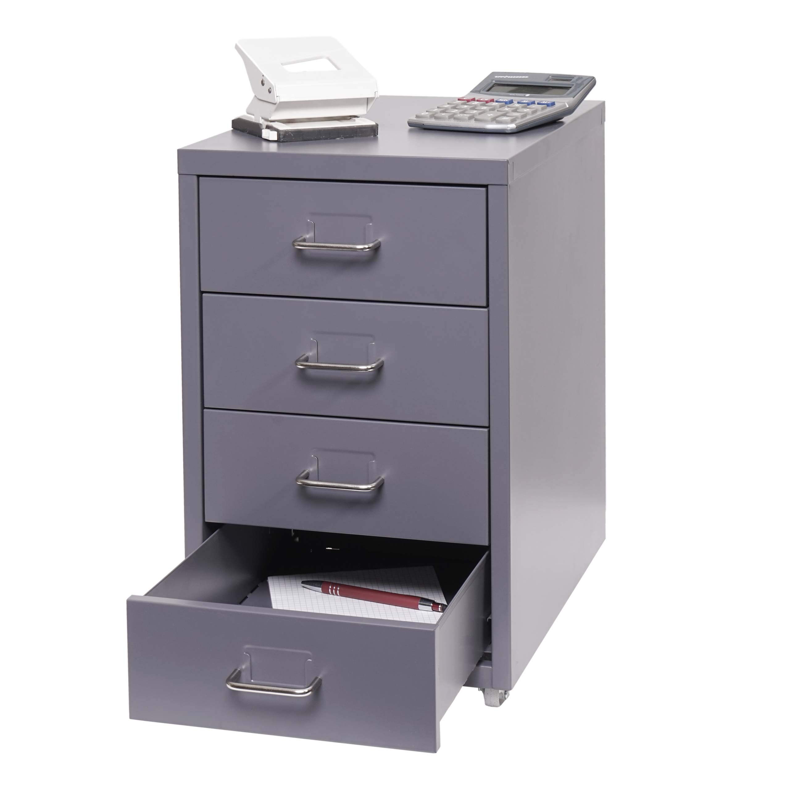 Mendler Cassettiera classificatore ufficio mobile Boston T851 con ruote 4 cassetti 48x28x41cm - antracite