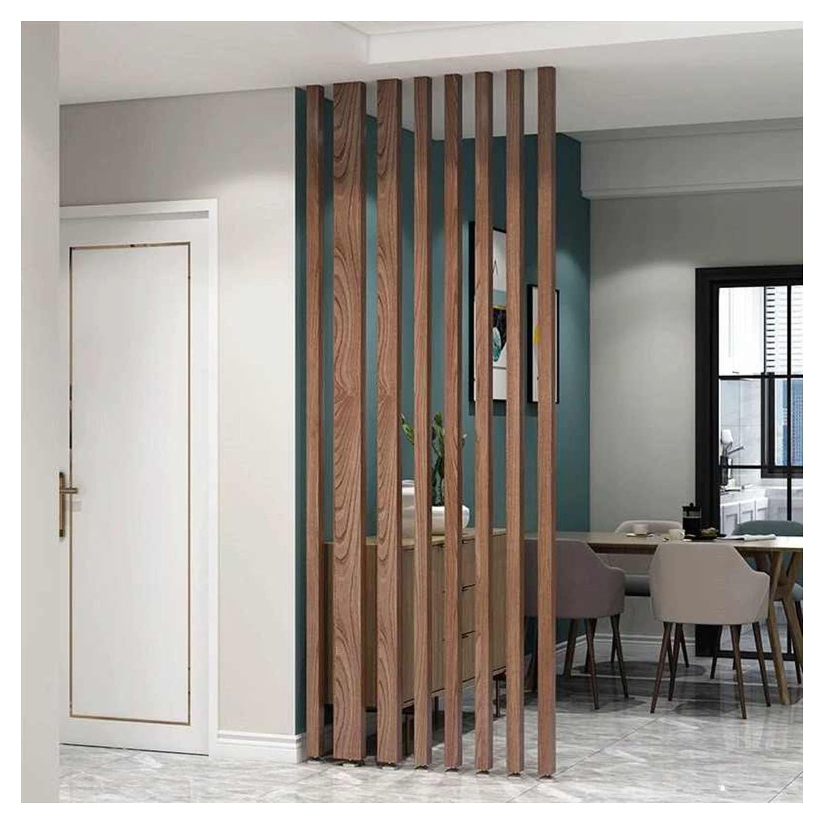 Floor to Ceiling Column Grille,Aluminum Slats Wall Post Partitions Screens,Privacy Shelter Pillar for Hallway Front Door Living Room Entrance(Brown,5 Pieces 155cm/61in)