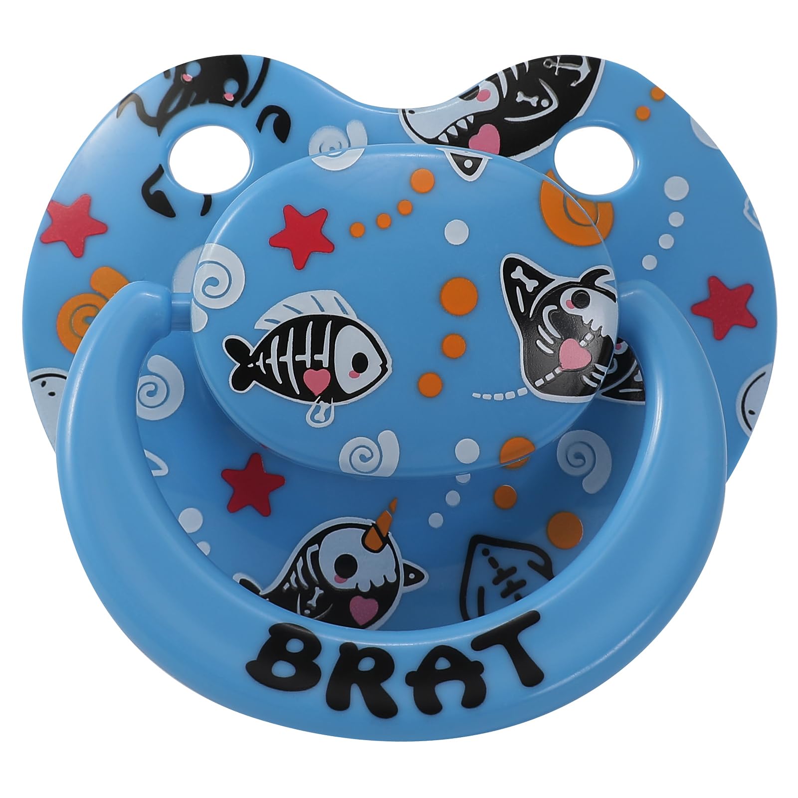 Adult Sized Soft Silicone Pacifier: Large Shield Cute Paci Shark Design - Butterfly Shaped Binky for Anxiety