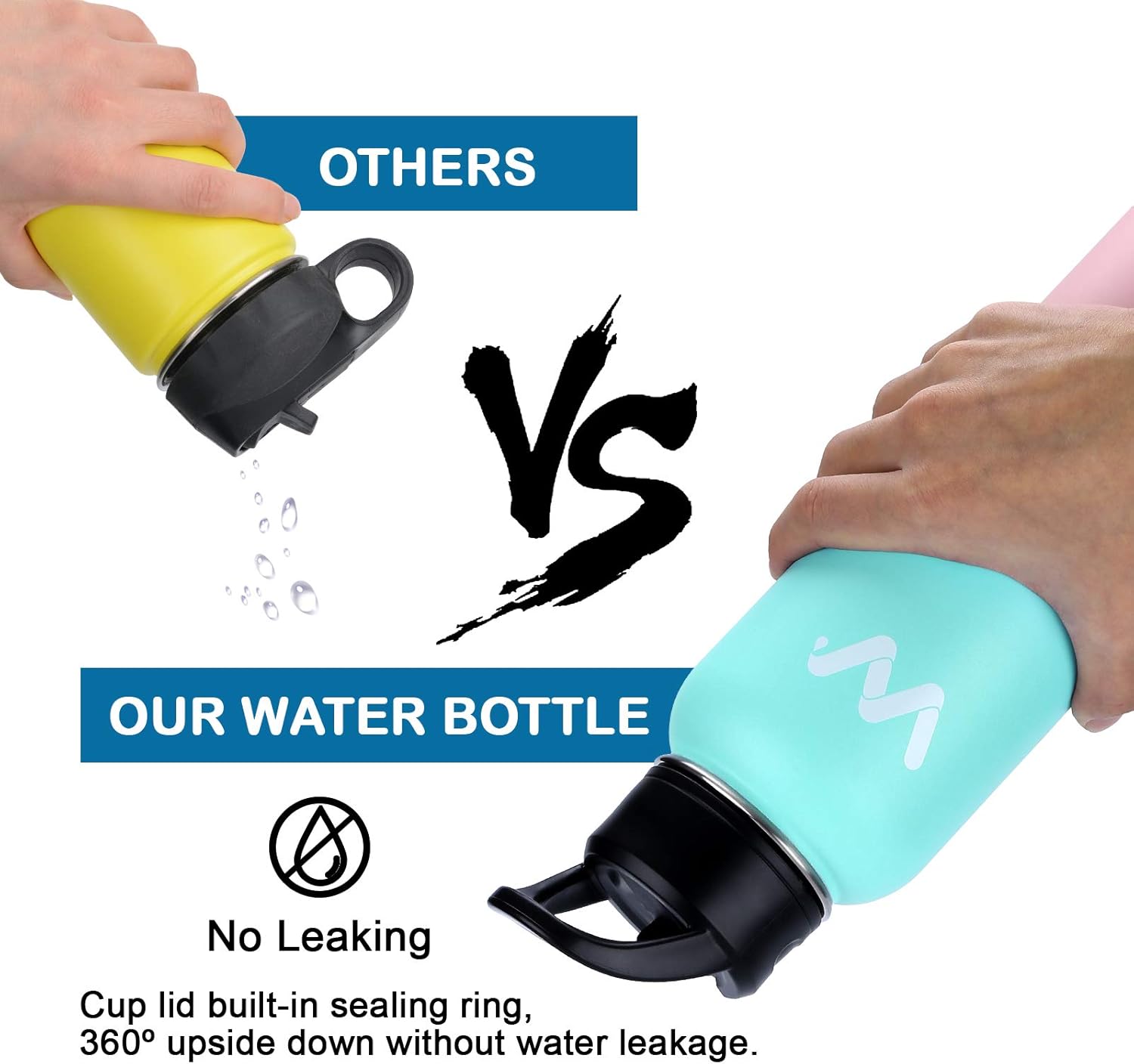 WEREWOLVES Insulated Water Bottle With Handles Strap Two Lid,Reusable Wide Mouth Vacuum Stainless Steel Water Bottle for Adults 24 oz, 32 oz, 40 oz - Image 7