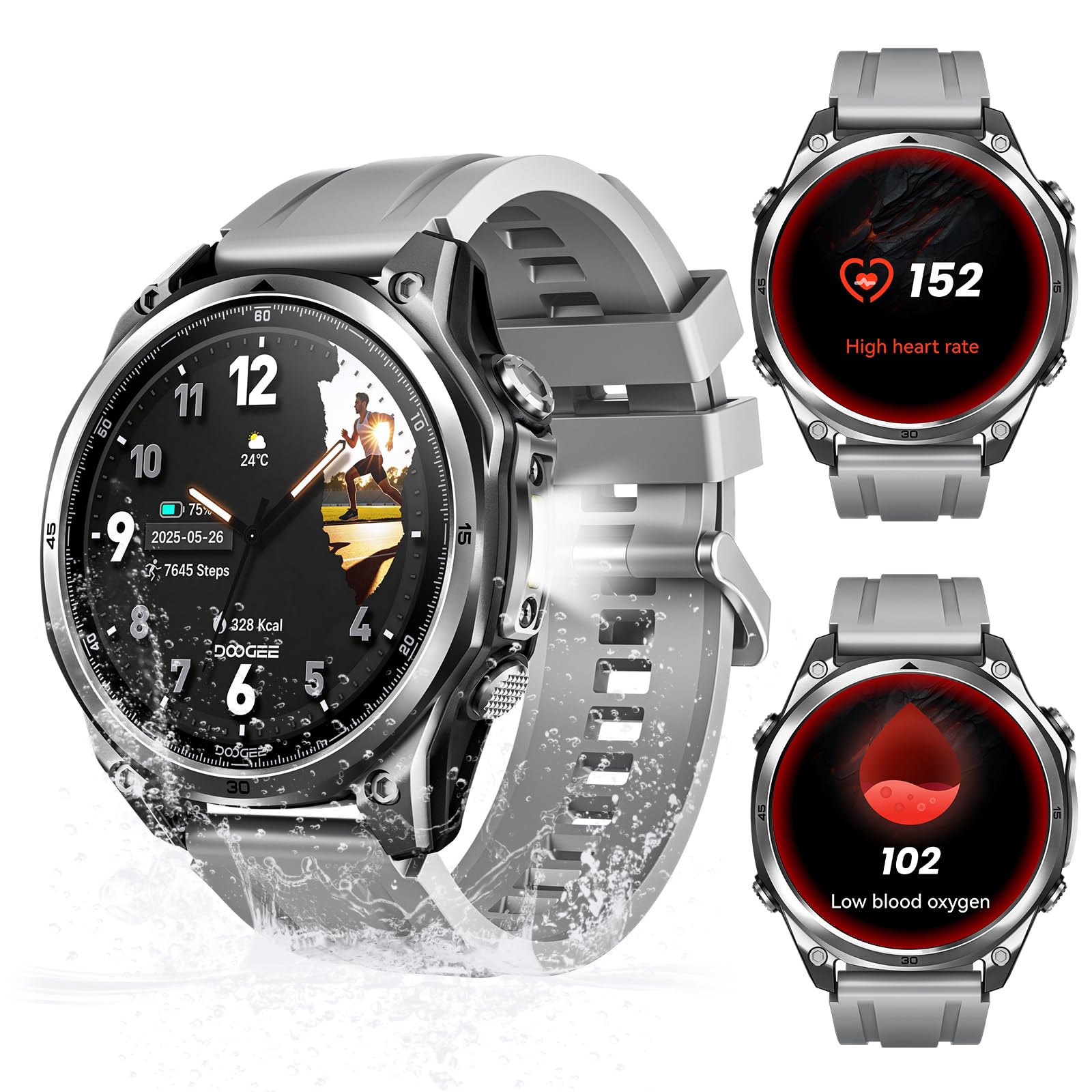 ANYWISE W1 LITE Smartwatch uomo,1.43''AMOLED Rugged Smartwatch Per Android/IOS, 5ATM Fitness Tracker,170+Sports Modes, Answer/Make Calls/12 Days Battery/Heart Rate/SpO2/Sleep Monitor