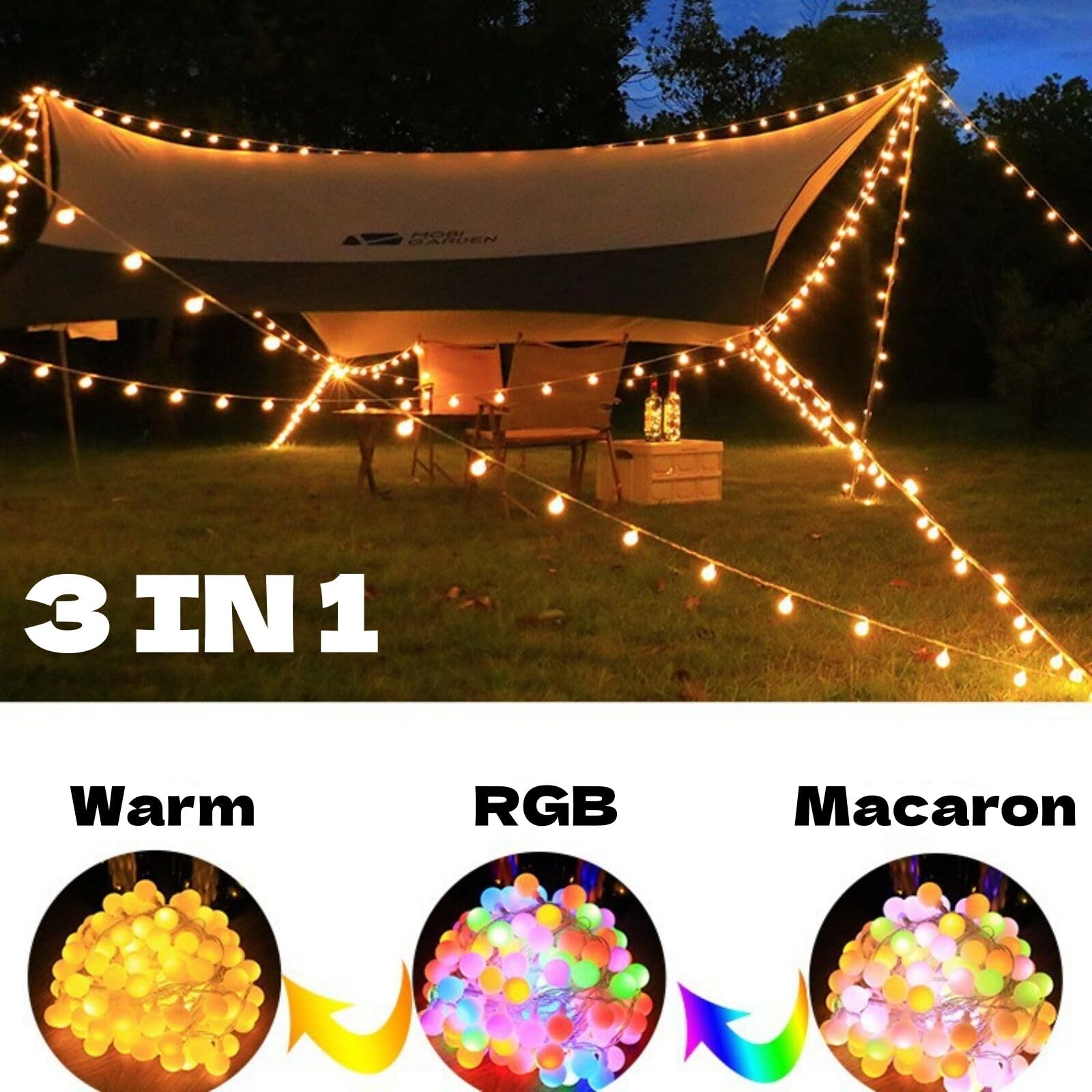 KISUFU Solar Lichterkette aussen, 200 LEDs Solar Kristall Kugeln wasserdicht Außer/Innen Lichter Beleuchtung String Light für Garten Bäume Party Weihnachts Deko Beleuchtung.20M