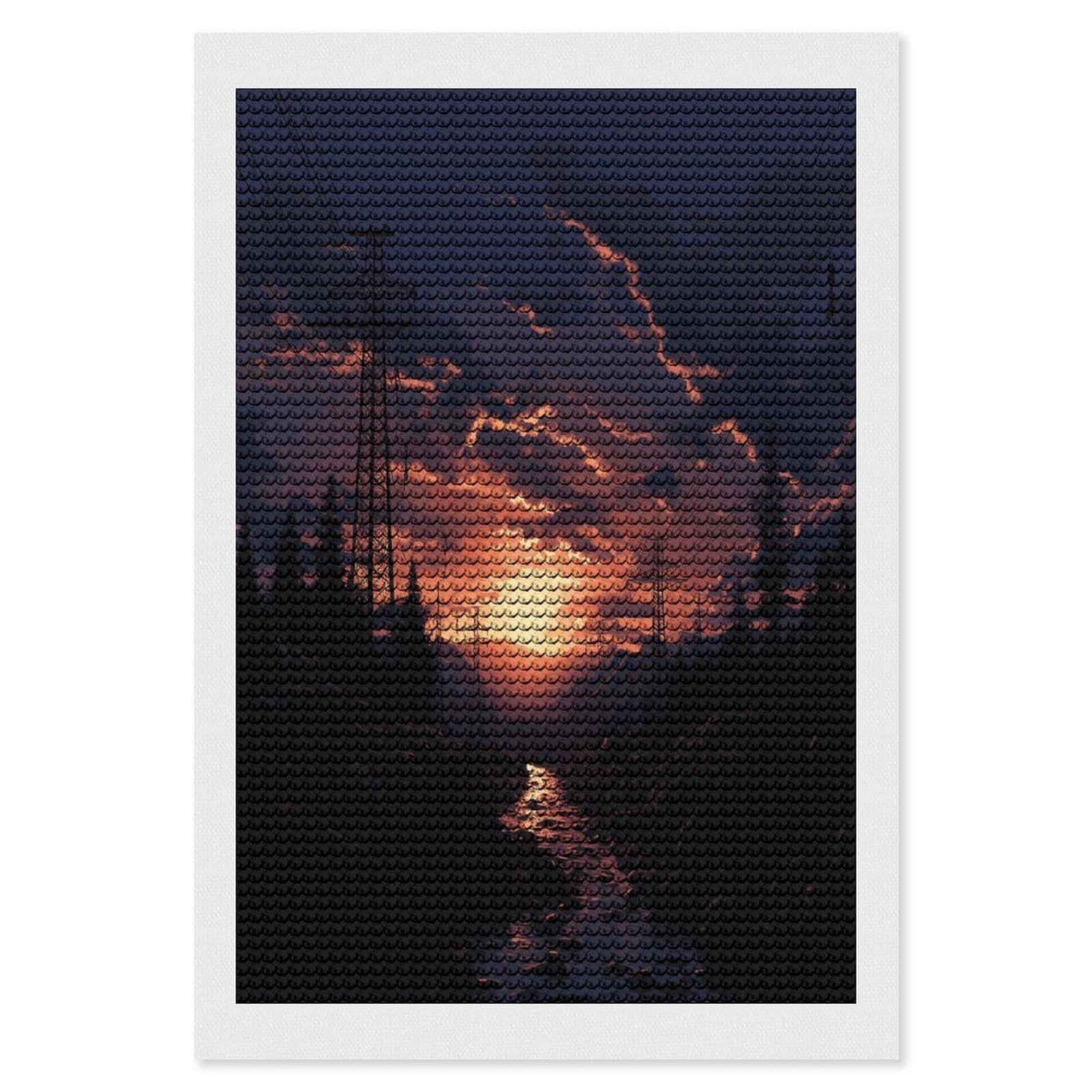 JTREHY Dusk Scenery Diamond Art Kits Personalized DIY Round Diamond Painting Kits for Beginner Full Drill Diamonds Dots Paintings for Adults Gem Art Crafts Home Decor
