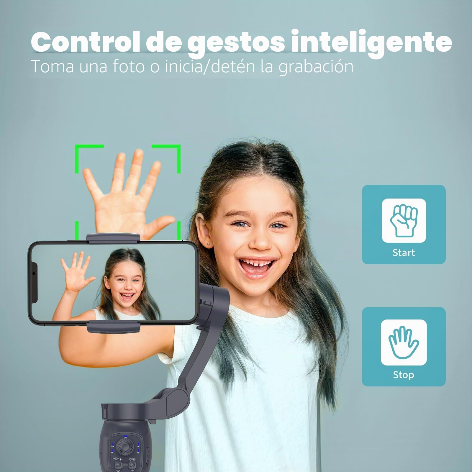 COMITOK L7C Pro - Estabilizador de cardán de 3 ejes para smartphone, seguimiento de cara/objetos, cardán plegable para iPhone, negro, conector USB, compatible con smartphones de hasta 0,3 kg y 7