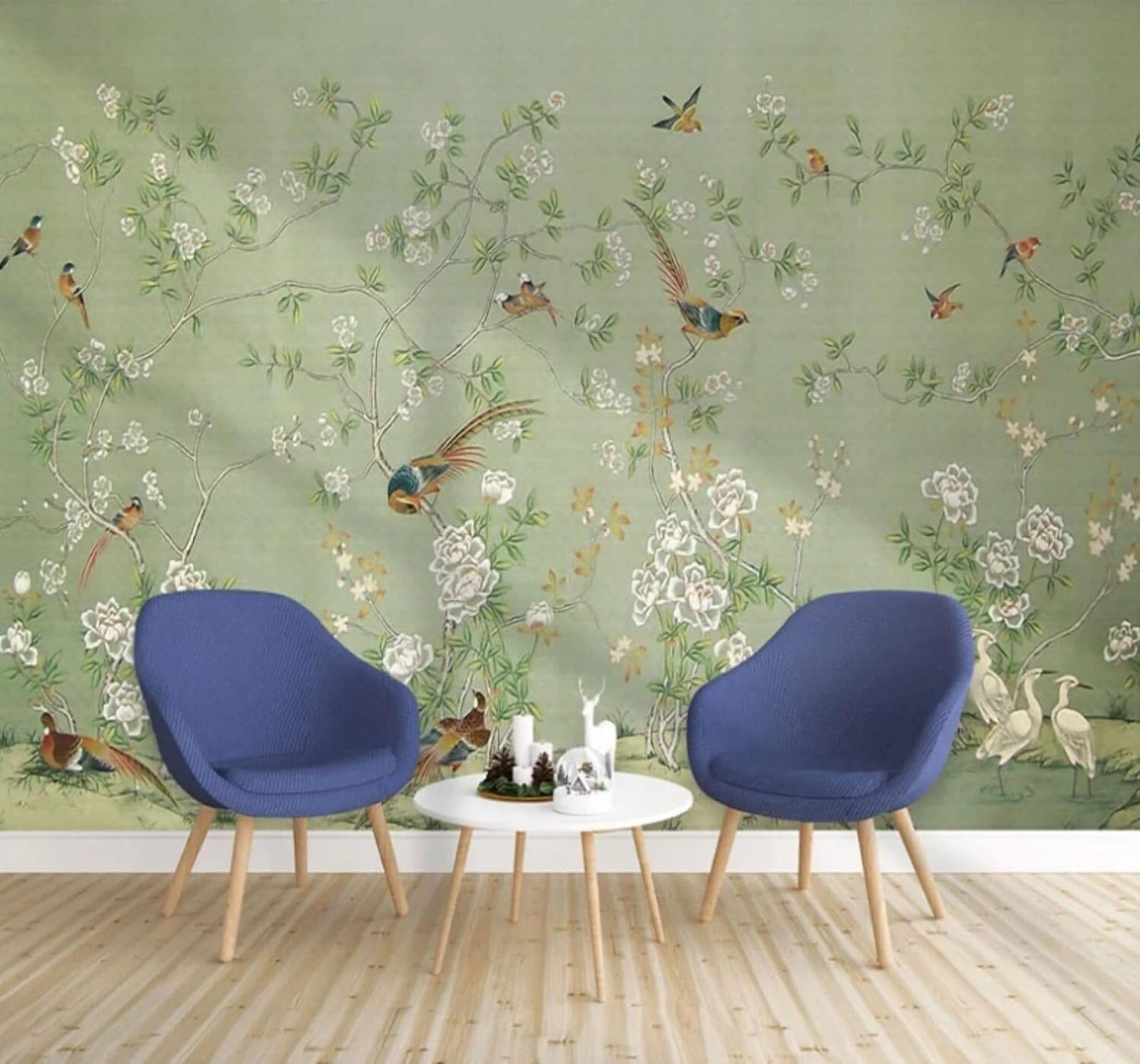 XLMING Hand Drawn Fresh Elegant Rustic Flowers and Birds 3D Wallpaper Luxury Home Dining Decor Paste Sofa Living Room The Wall for Bedroom Mural-430cm×300cm