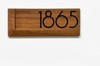 Modern 3D House Numbers, Solid Wood African Teak Iroko with Laser Engraved Numbers, Home Address, Wall Mounted Sign Plaque, Art Deco Font