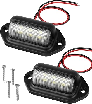 Car Accessories,LED License Plate Light,Tag Lights for License Plate,6-SMD Waterproof Tag Lights,12V-24V DC Lamp Taillight,Suitable for Trucks,SUVs, Trailers,Motorcycles,Vans,Buses,Boats