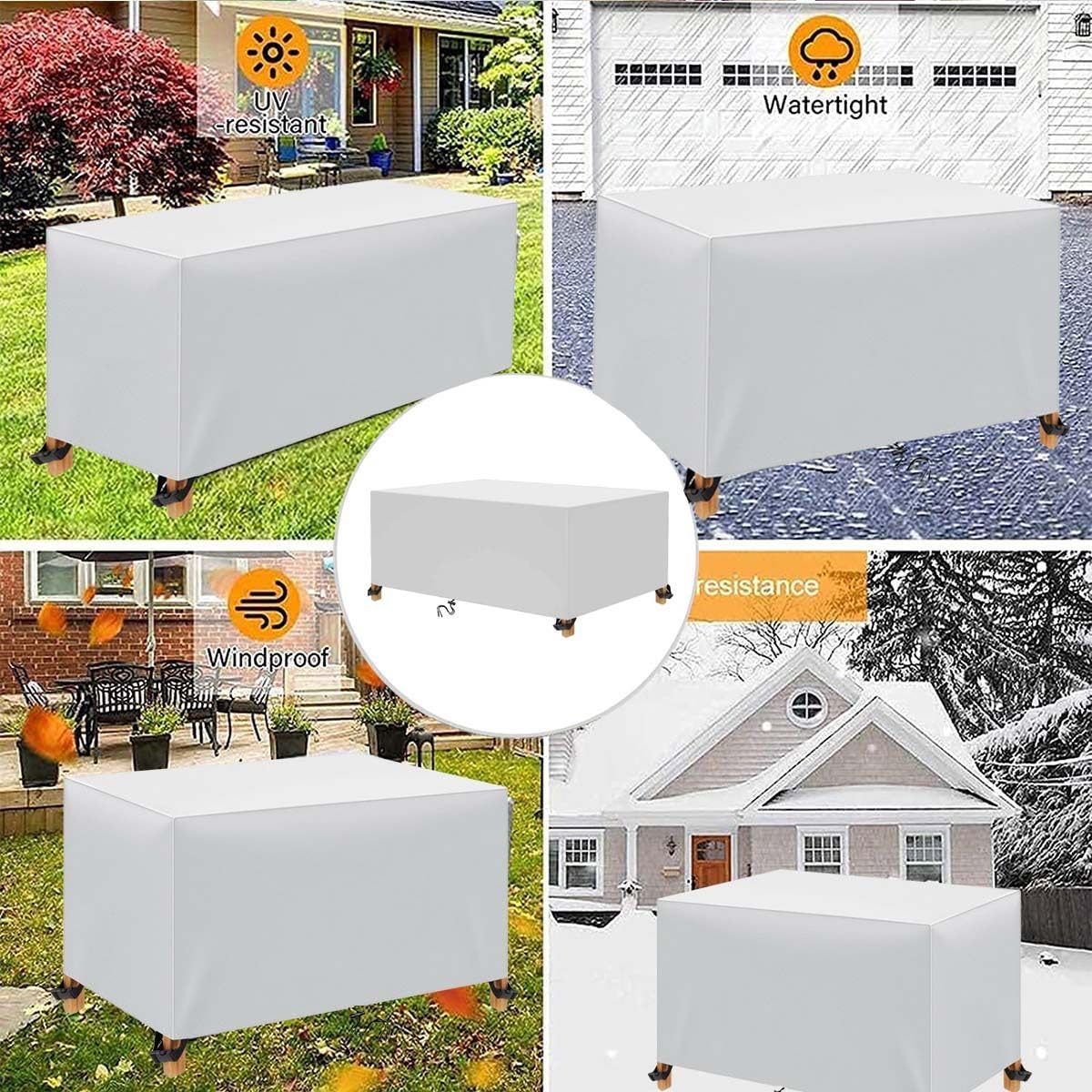 Housse Table de Jardin, Housse Salon de Jardin Exterieur Rectangulaire Couverture de Protection Meubles ​Bâche Salon de Jardin Imperméable Anti-UV 600D Oxford Bache Table Exterieur 220x130x85cm
