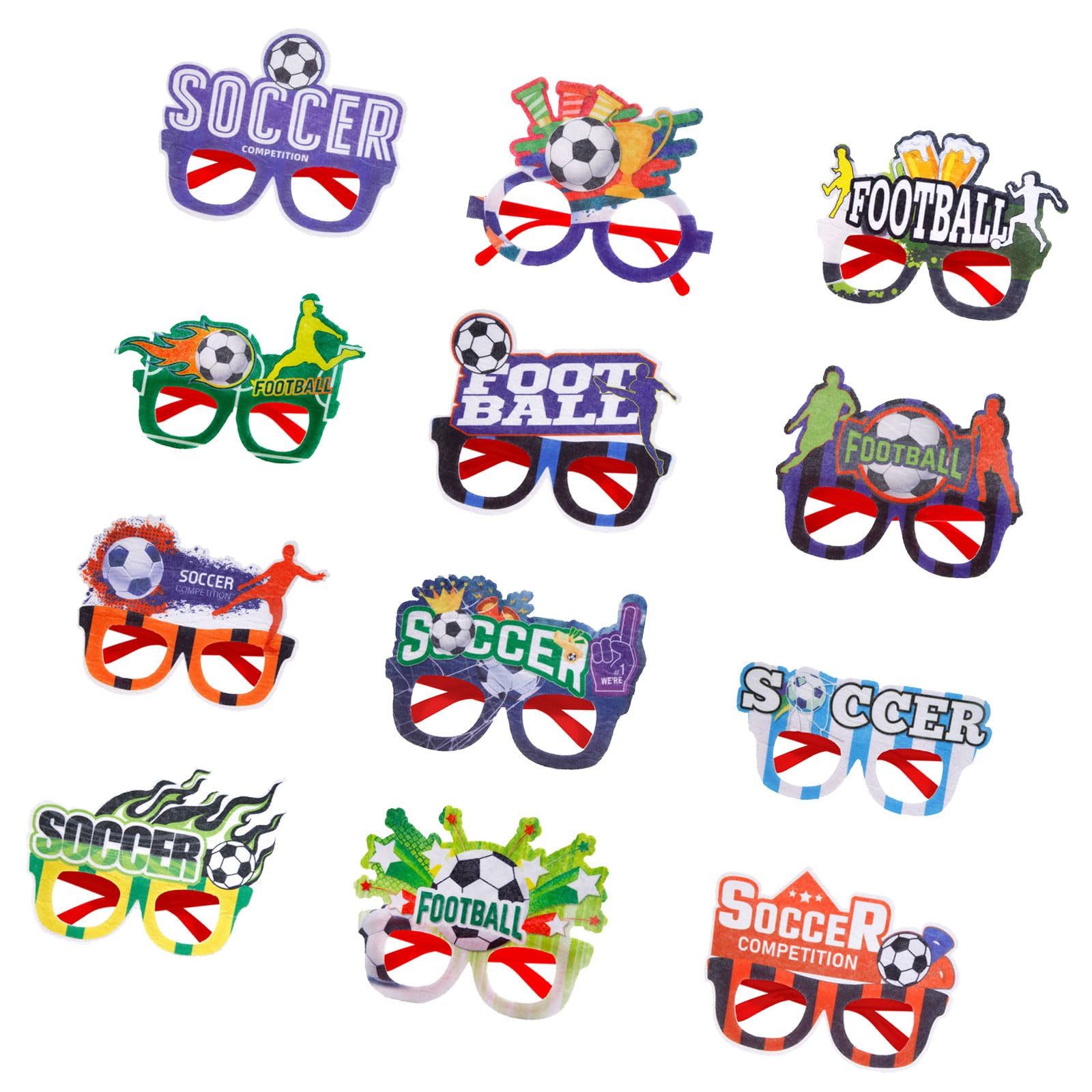 SHINLHUA Of 12 Football Party Glasses with Fun Sports Designs for Game Day Celebrations and Themed Gatherings Soccer Celebration Glasses